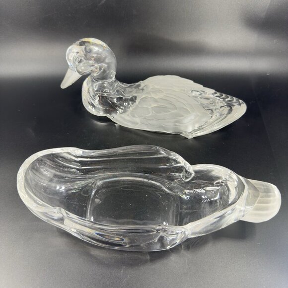 Shannon Crystal Duck Lidded Mallard Candy Dish Frosted Accents by Godinger Clear - Picture 15 of 16